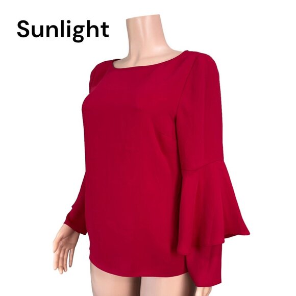 Chicos Womens 0 (4/6)Red Top Blouse Ruffle-Long Sleeve Classic Christmas Holiday - Picture 1 of 16